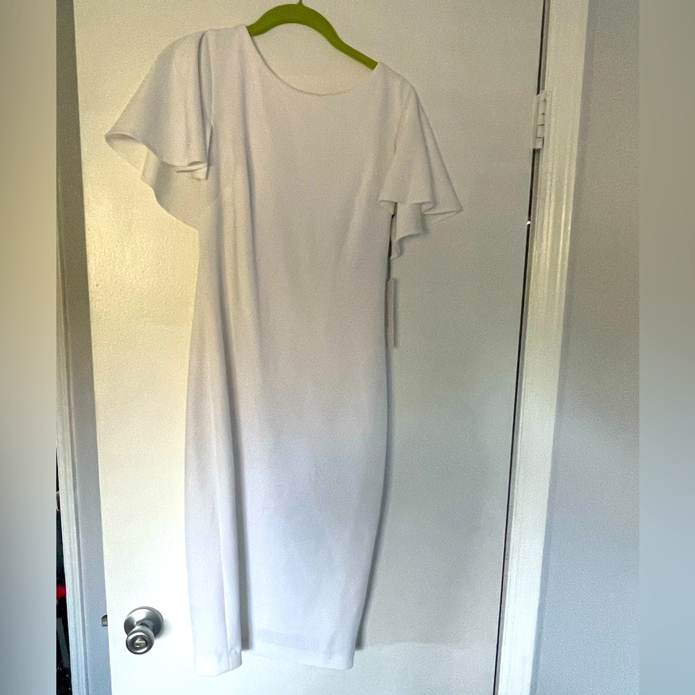 Calvin Klein women’s white dress size 4. NWT.
